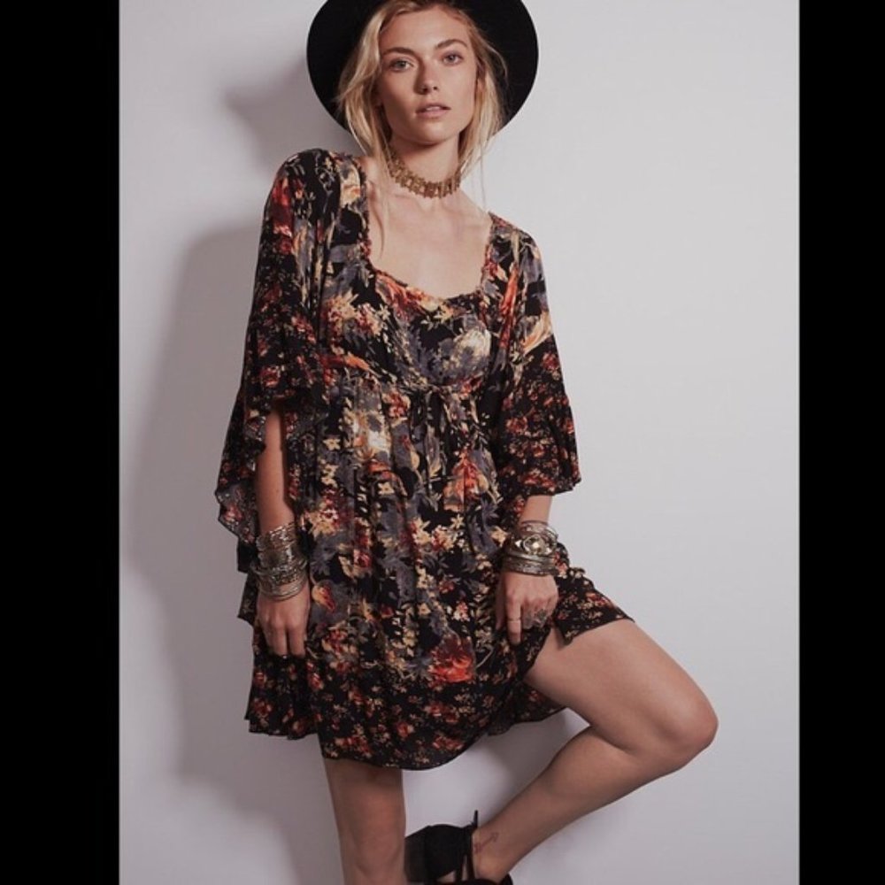 Free People Heart of Gold Flutter Sleeve Dress XS